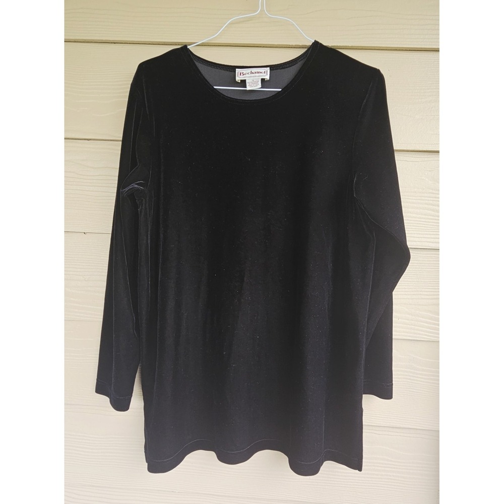 Vintage Bechamel Black Velvet Long Sleeve Top Sz L